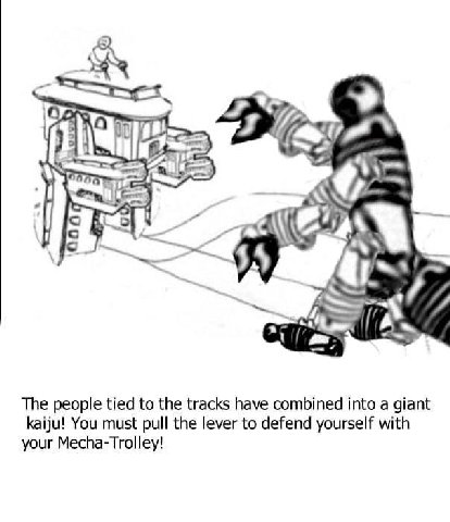 Set Wwe (4 The people tied to the tracks have combined into а giant kaiju! You must pull the lever to defend yourself with your Mecha-Trolley!