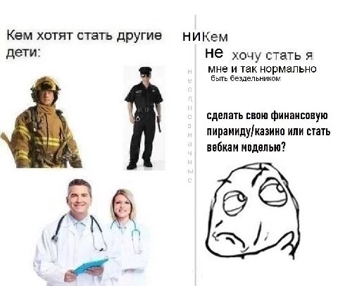 НИКем Кем хотят стать другие дети: HE хочу стать я мне и так нормально быть бездельником сделать свою финансовую пирамиду/казино или стать вебкам моделью?