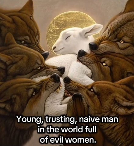 Young, trusting, naive man in the world full of evil women.
