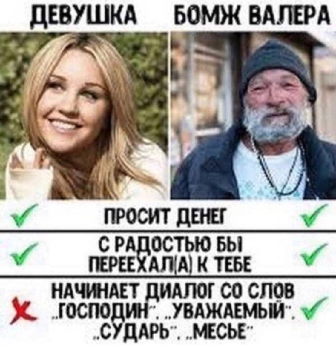 ДЕВУШКА БОМЖ ВАЛЕРА и ПРОСИТ ДЕНЕГ БЫ НАЧИНАЕТ СЛОВ „УВАЖАЕМЫЙ“.
