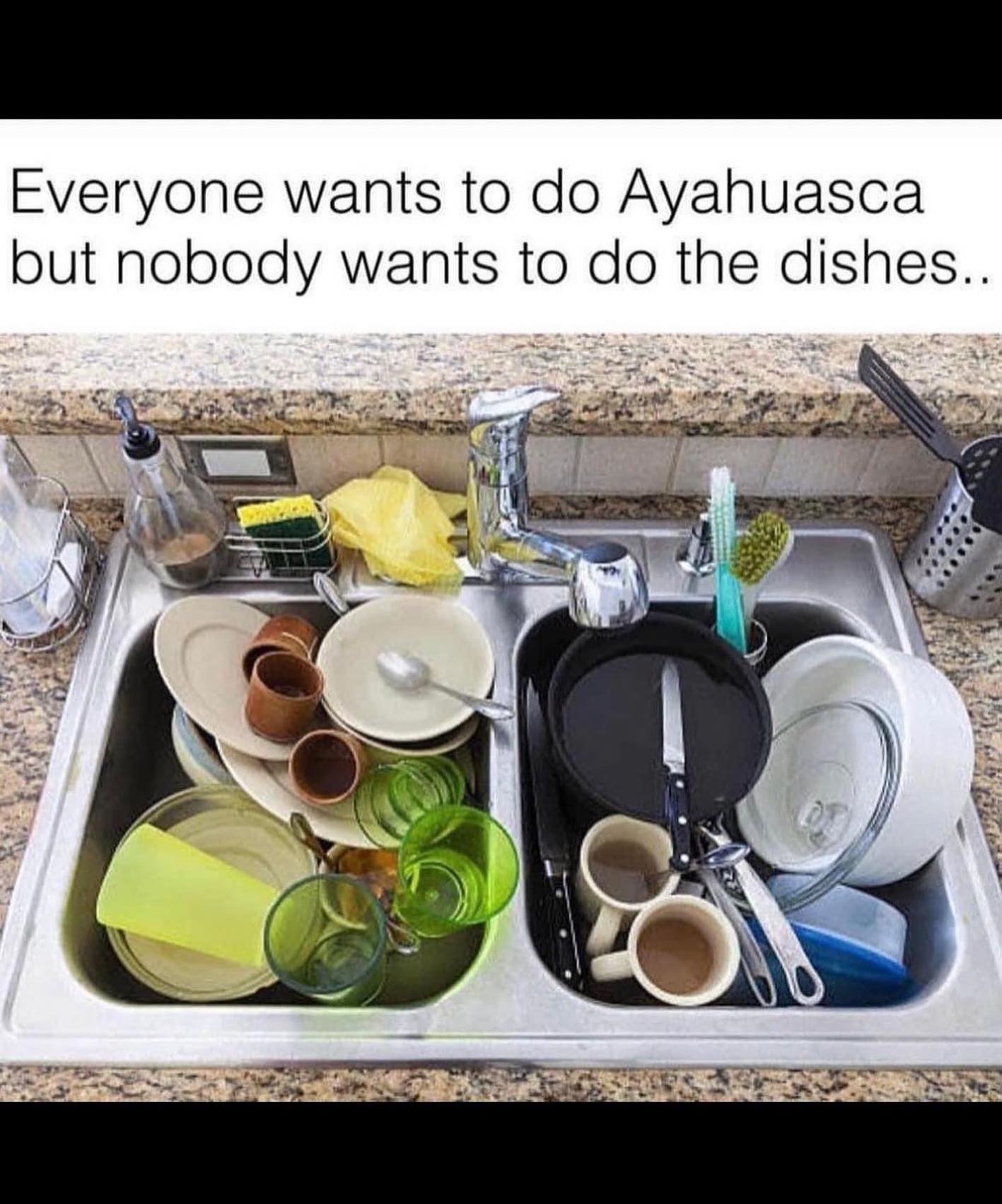 Everyone wants to Ayahuasca but nobody wants to the dishes.. 3% 4
