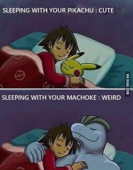 SLEEPING WITH YOUR PIKACHU CUTE SLEEPING WITH YOUR МАСНОКЕ WEIRD