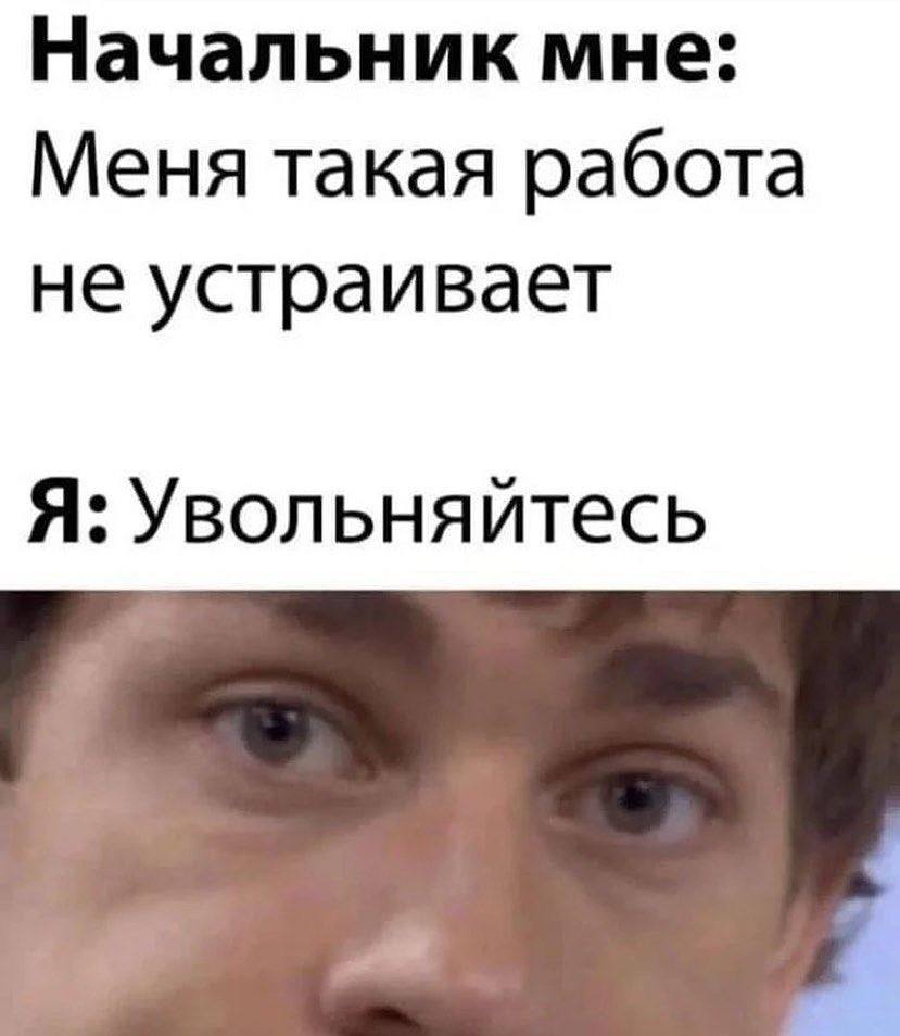 Начальник мне: Меня такая работа не устраивает Я: Увольняйтесь
