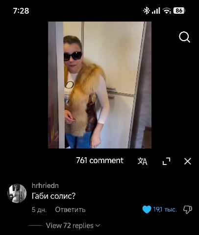 7:28 all И О 761 comment Габи солис? 5 Ответить 191 С View 72 replies