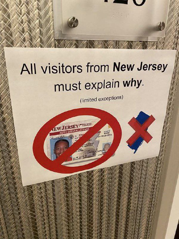 А\ visitors from New Jersey must explain why. (limited exceptions) а 4