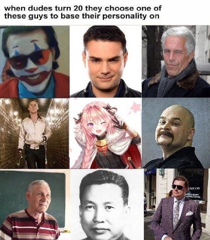 when dudes turn 20 they choose one of these guys to base their personality on 12