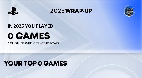 WRAP-UP IN 2025 YOU PLAYED О GAMES You stuck with a few fun faves. YOUR TOP 0 GAMES