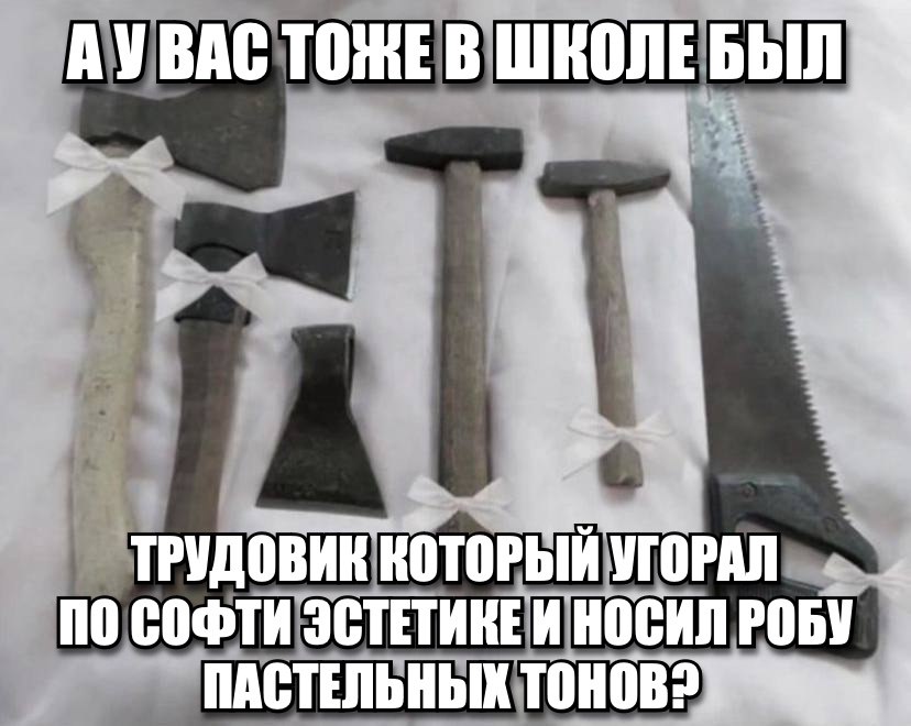 BAC TOME В ШКОЛЕ БЫЛ ТРУДОВИК КОТОРЫЙ УГОРАЛ ПО СОФТИ ЭСТЕТИКЕИ НОСИЛ РОБУ ПАСТЕЛЬНЫХ