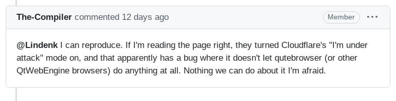 of course CloudFlare can have a ""bug"" which don't let you use different browser than firefox and chrome