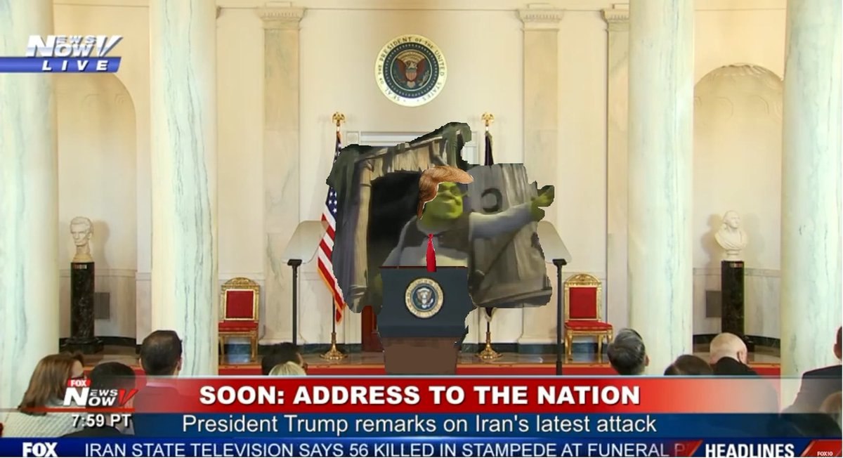 if awS SOON: ADDRESS TO THE NATION President Trump remarks on Iran's latest attack IRAN STATE TELEVISION SAYS 56 KILLED IN STAMPEDE AT FUNERAL ДО 4
