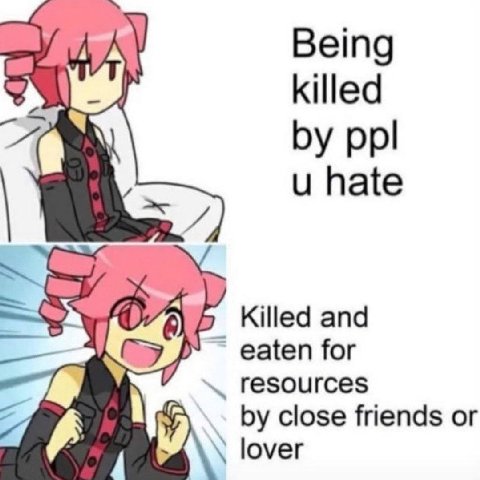 Being killed ppl hate Killed and eaten for close friends or lover
