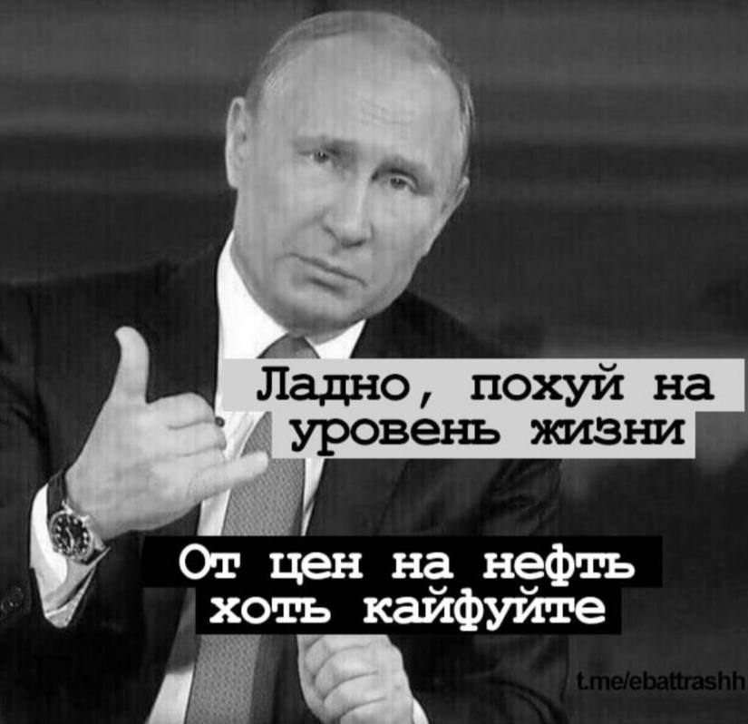 Ладно, похуй на уровень жизни От цен на нефть хоть кайфуите