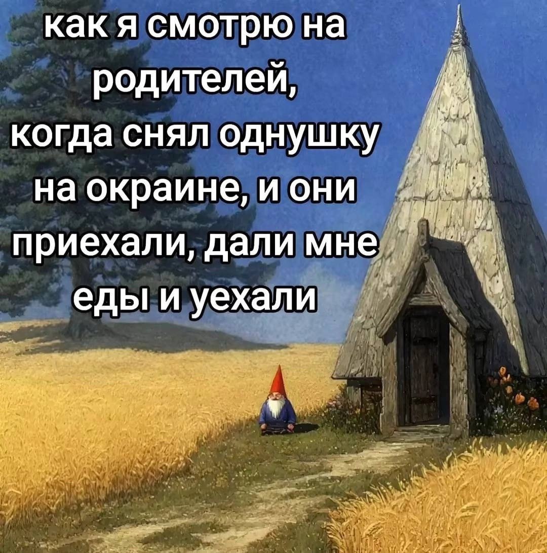 как я смотрю на родителей, когда снял однушку на окраине, и они приехали, дали мне еды и уехали
