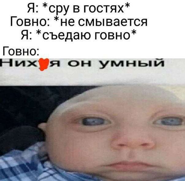 Я: *сру в гостях* Говно: *не смывается Я: *съедаю говно* Говно: их®я он умный