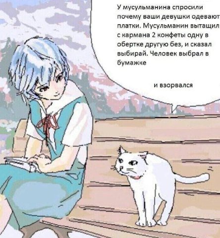 мусульманина спросили почему ваши девушки одевают платки. Мусульманин вытащил скармана 2 конфеты одну в обертке другую без, и сказал выбирай. Человек выбрал в бумажке и взорвался