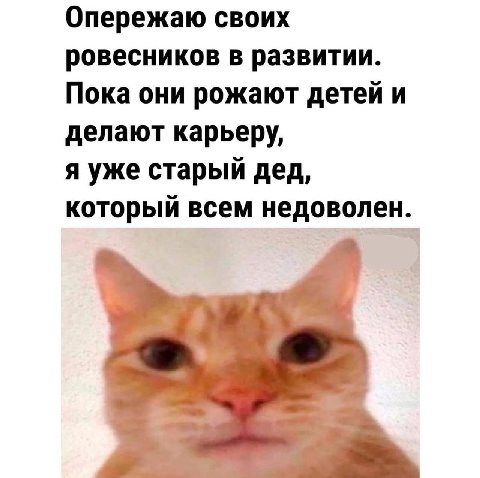 Опережаю своих ровесников в развитии. Пока они рожают детей и делают карьеру, я уже старый дед, который всем недоволен