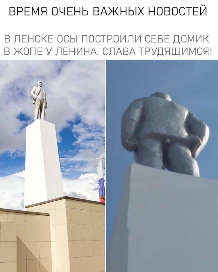 ВРЕМЯ ОЧЕНЬ ВАЖНЫХ НОВОСТЕЙ В ЛЕНСКЕ ОСЫ ПОСТРОИЛИ СЕБЕ ДОМИК В ЖОПЕ У ЛЕНИНА. СЛАВА ТРУДЯЩИМСЯ!