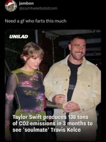UNILAD Taylor Swift produces 138 tons of emissions in 3 months to see ‘soulmate’ Travis Kelce
