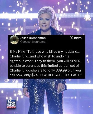vie Jesse Brenneman Х.сот Erika Kirk: “To those who killed my husband... Charlie Kirk...and who wish to undo his 6 righteous say to them...you will NEVER be able to purchase this limited edition set o