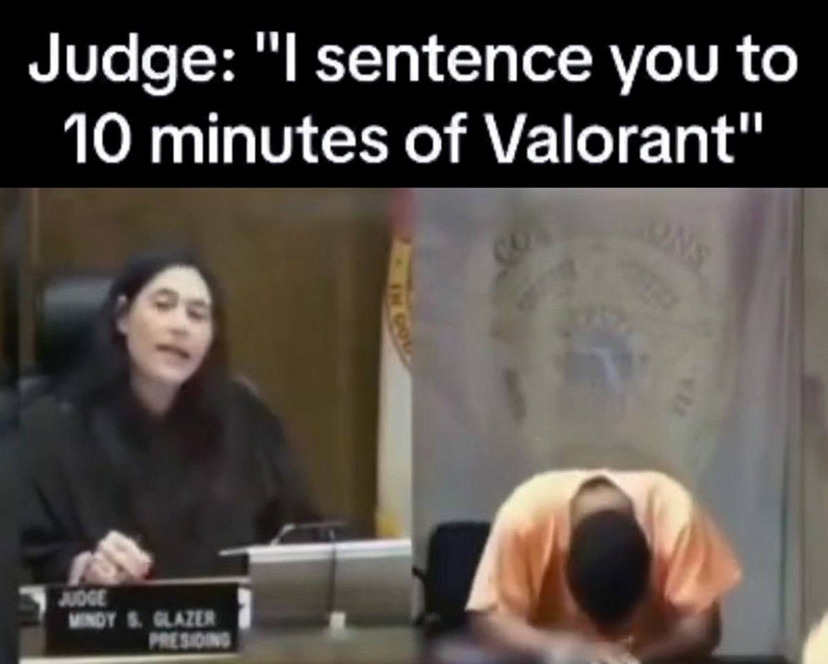Judge: sentence you to 10 minutes of Valorant"