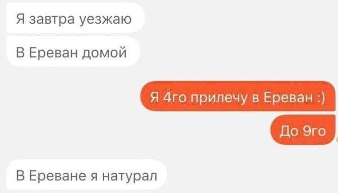 Я завтра уезжаю В Ереван домой Я прилечу в Ереван В Ереване я натурал
