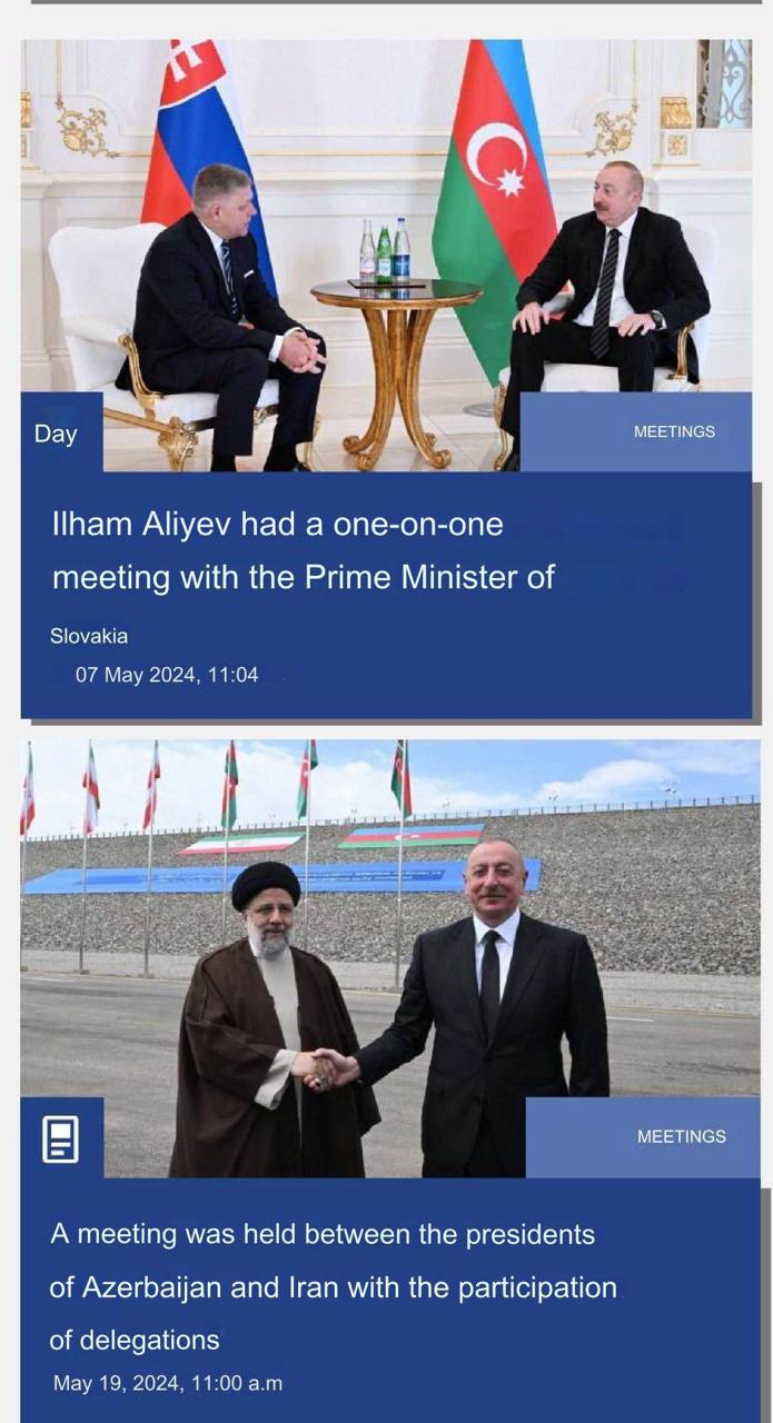 в у Day 4 А MEETINGS Altyev had a one-on-one meeting with the Prime Minister of Slovakia 07 Мау 2024. 11:04 и В MEETINGS A meeting was held between the presidents of Azerbaijan and Iran with the parti