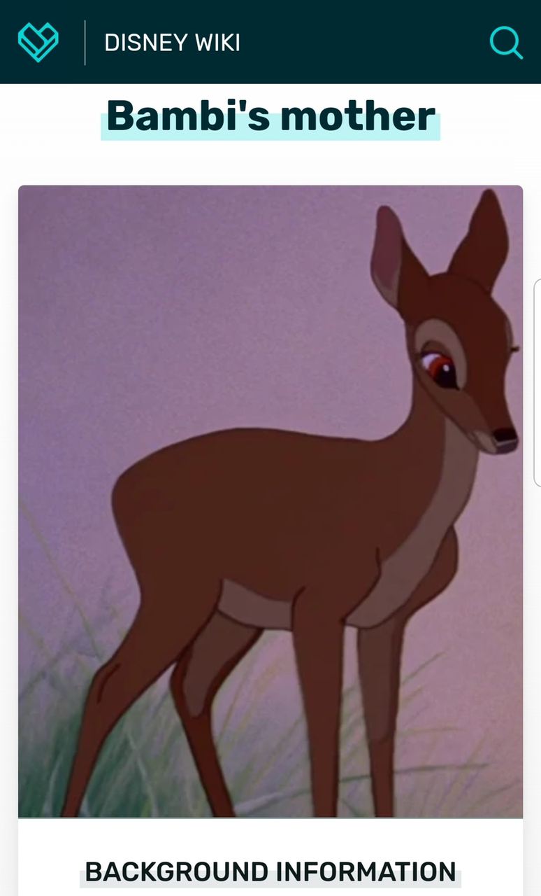 DISNEY WIKI Bambi's mother BACKGROUND INFORMATION