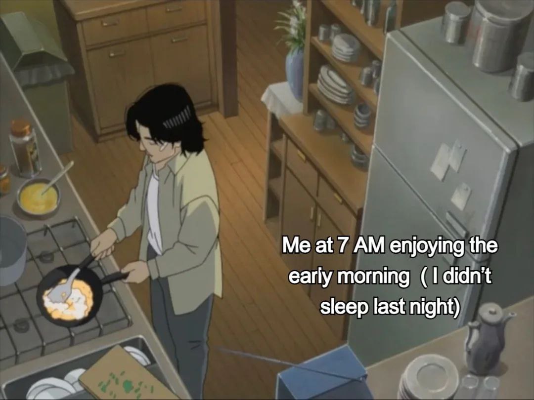 Me at 7 enjoying the early morning didn't sleep last night)