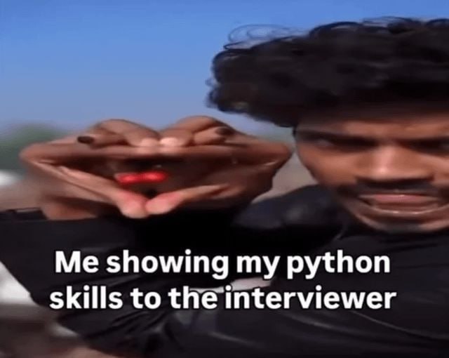 Me showing my python skills to the interviewer
