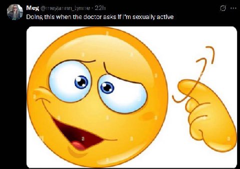Meg @megannn_lynne 22 A у Doing this when the doctor asks if sexually active