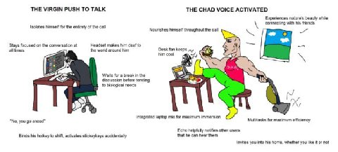 THE VIRGIN PUSH ТО TALK THE CHAD VOICE ACTIVATED Experiences nature's beauty while connecting with his friends himself for the entirety of the call hout the call a Stays focused on the conversation at