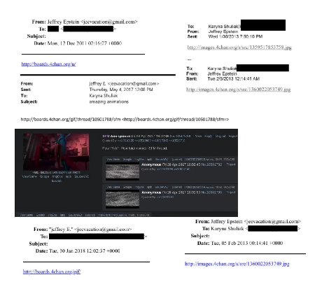 From: Jeffrey Epstein <jeevacation@gmail.com> To: To: From: Jeffrey Epstein Karyna Sent: Wed 1/30/2013 7:50:10 Date: Mon, 12 Dec 2011 02:16:27 +0000 To: Karyna Shulial From: Jeffrey Epstein Sent: Tue 