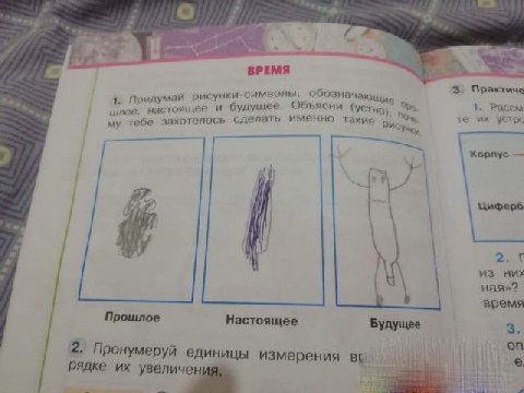 ВРЕМЯ 1. Придумай рисунки-символы, шлов, настоящее и будущее. Объясни (устно), тебе захотелось сделать именно тахие устрх Корпус A A 2 из них время Прошлое pol Настоящее Будущее 3; on 2. Пронумеруй ед