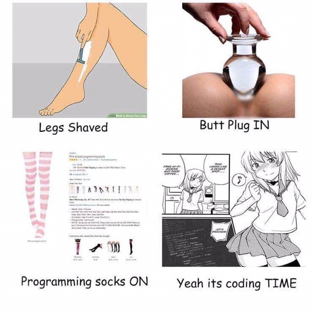 Legs Shaved Butt Plug IN KON Programming socks ON Yeah its coding TIME