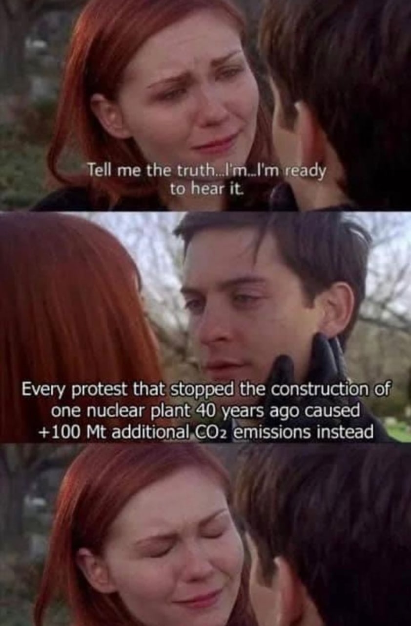 ‘Tell me the о hear it. Every protest that stopped ‘the construction of one nuclear years ago caused +100 additional,cO2 emissions instead и
