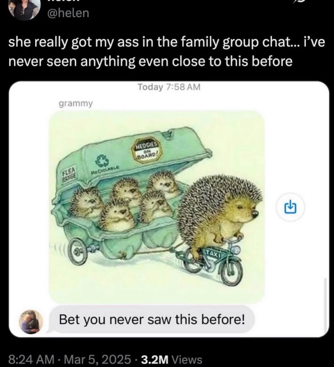 2 she really got my ass the family group chat... Руе never seen anything even close to this before LEA a Bet you never saw this before!