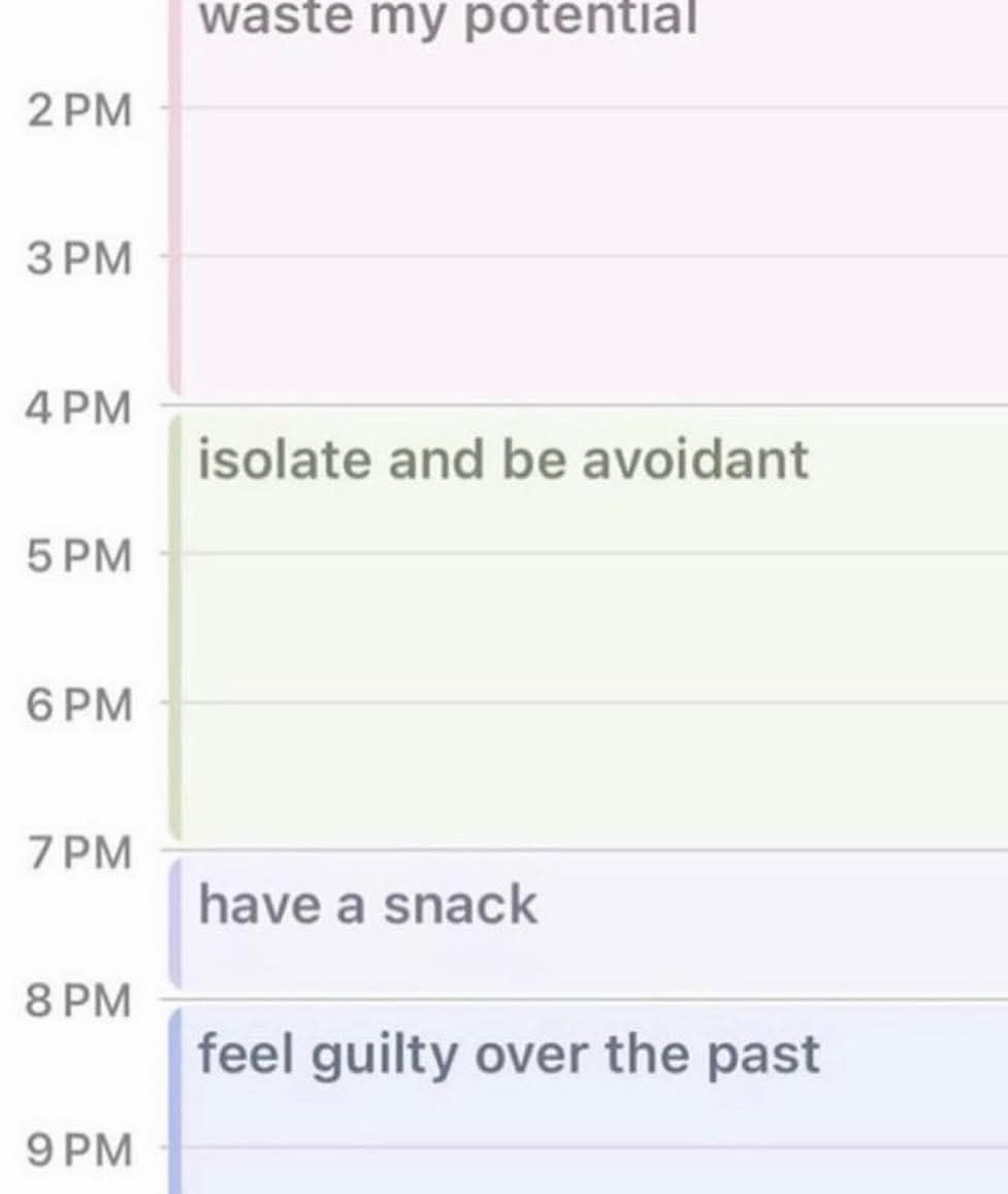 waste potential isolate and be avoidant have a snack feel guilty over the past