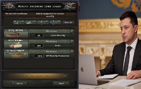 TNCOMING LEND LEASE No current Lend lease Select equipment to receive monthly a 1 Clear all Abrams We receive: 60 Units Monthly adley We receive: 7. 2 200 Units Paladin We receive: 20% OF Monthly Prod