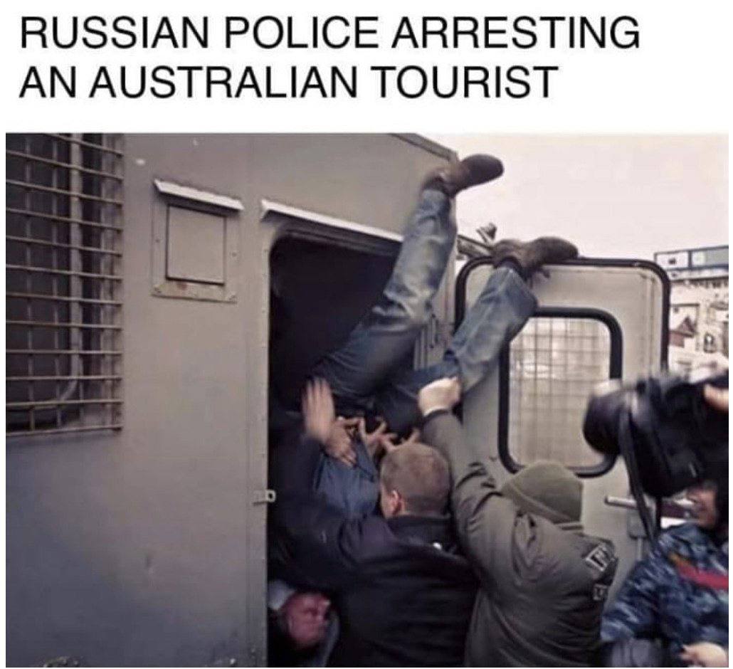 RUSSIAN POLICE ARRESTING AN AUSTRALIAN TOURIST