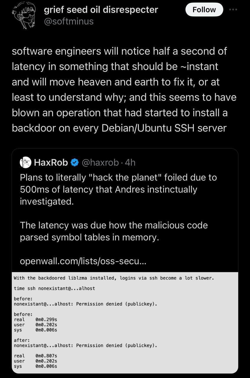grief seed oil disrespecter @softminus software engineers will notice half a second of latency in something that should be ~instant and will move heaven and earth to fix it, or at least to understand 
