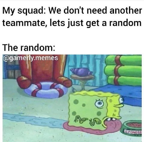 squad: We don't need another teammate, lets just get a random The random: @gamefly.memes (4