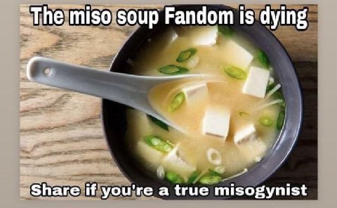 ~The miso soup Fandom is dying Share if you're а true misogynist