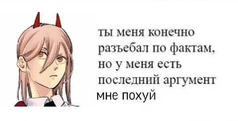 ты меня конечно А разъебал по фактам. но у меня есть последний аргумент мне похуй