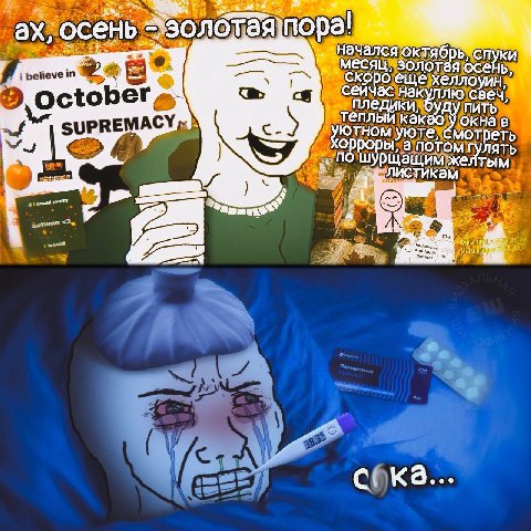 осень пора! Начался октяб месяц, золотая осень скоро еще сейчас нак хеллоуин Octob пледики, свеч, ПИТЬ теплый кака окна в ютном уюте мотреть ПОТОМ шурщащим же TbIM 4. с
