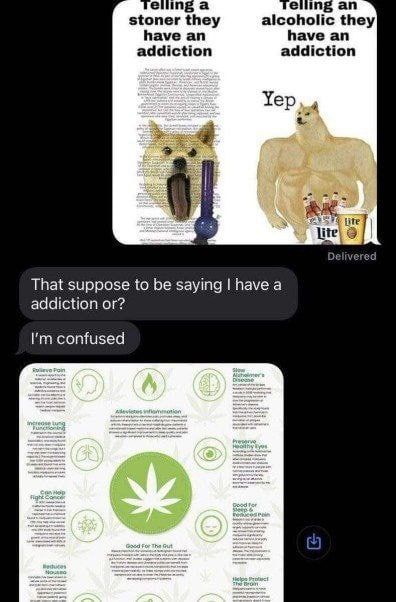 an stoner they alcoholic they have an have an addiction addiction tite That suppose to be saying have а addiction or? confused