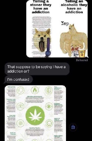 an stoner they alcoholic they have an have an addiction addiction tite That suppose to be saying have а addiction or? confused