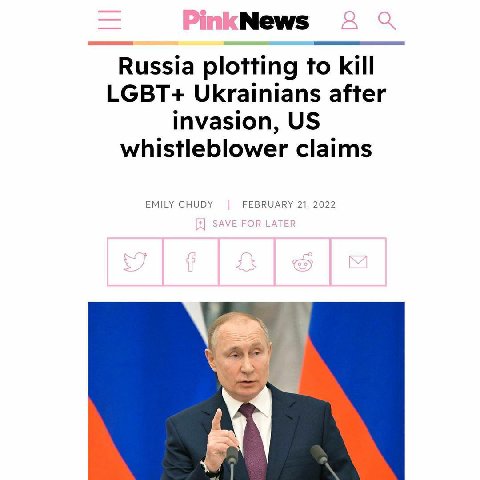 News Russia plotting to kill LGBT+ Ukrainians after invasion, whistleblower claims EMILY CHUDY FEBRUARY 21, 2022