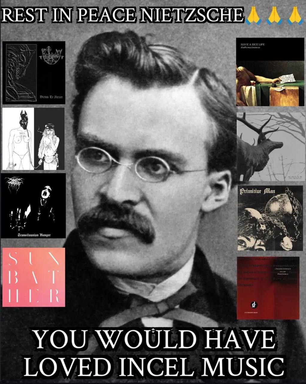 REST IN PEACE NIETZSCHE А же SUN YOU WOULD HAVE LOVED INCEL MUSIC