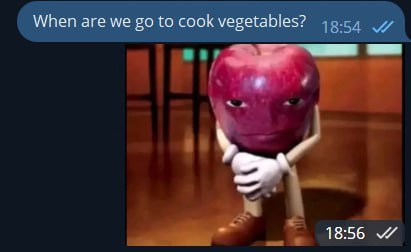 When are we to cook vegetables? 18:56