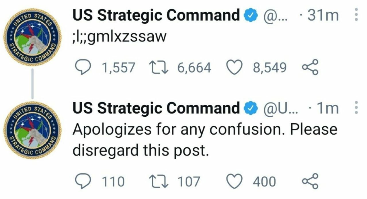 74 Strategic Command “я С) 1,557 6,664 С) 8,549 $74 Strategic Command Apologizes for any confusion. Please disregard this post. 107 110 400
